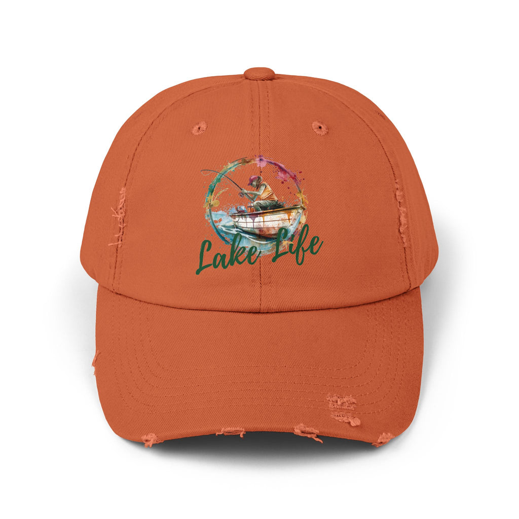 Lake Life Distressed Cap — Vintage Female Fishing Hat