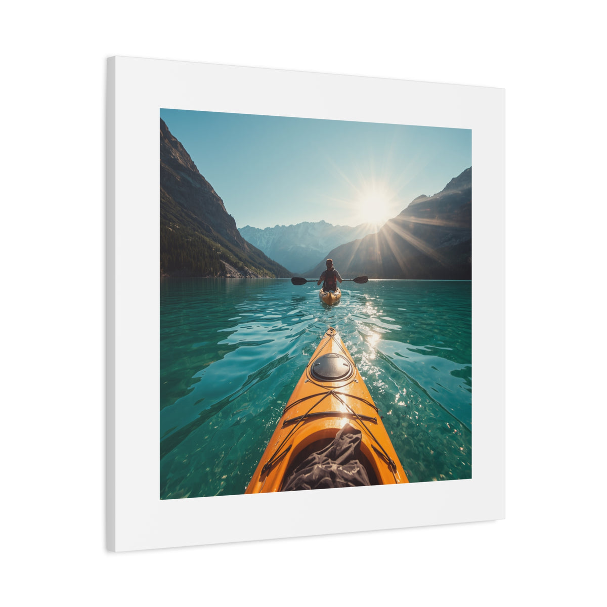 Lake Life Kayak Sunrise Canvas Print — Stretched Matte Wall Art