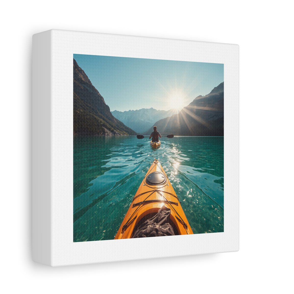 Lake Life Kayak Sunrise Canvas Print — Stretched Matte Wall Art