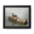 Lake Life Mallard Framed Matte Canvas Wall Art — Serene Duck on Lake Rock