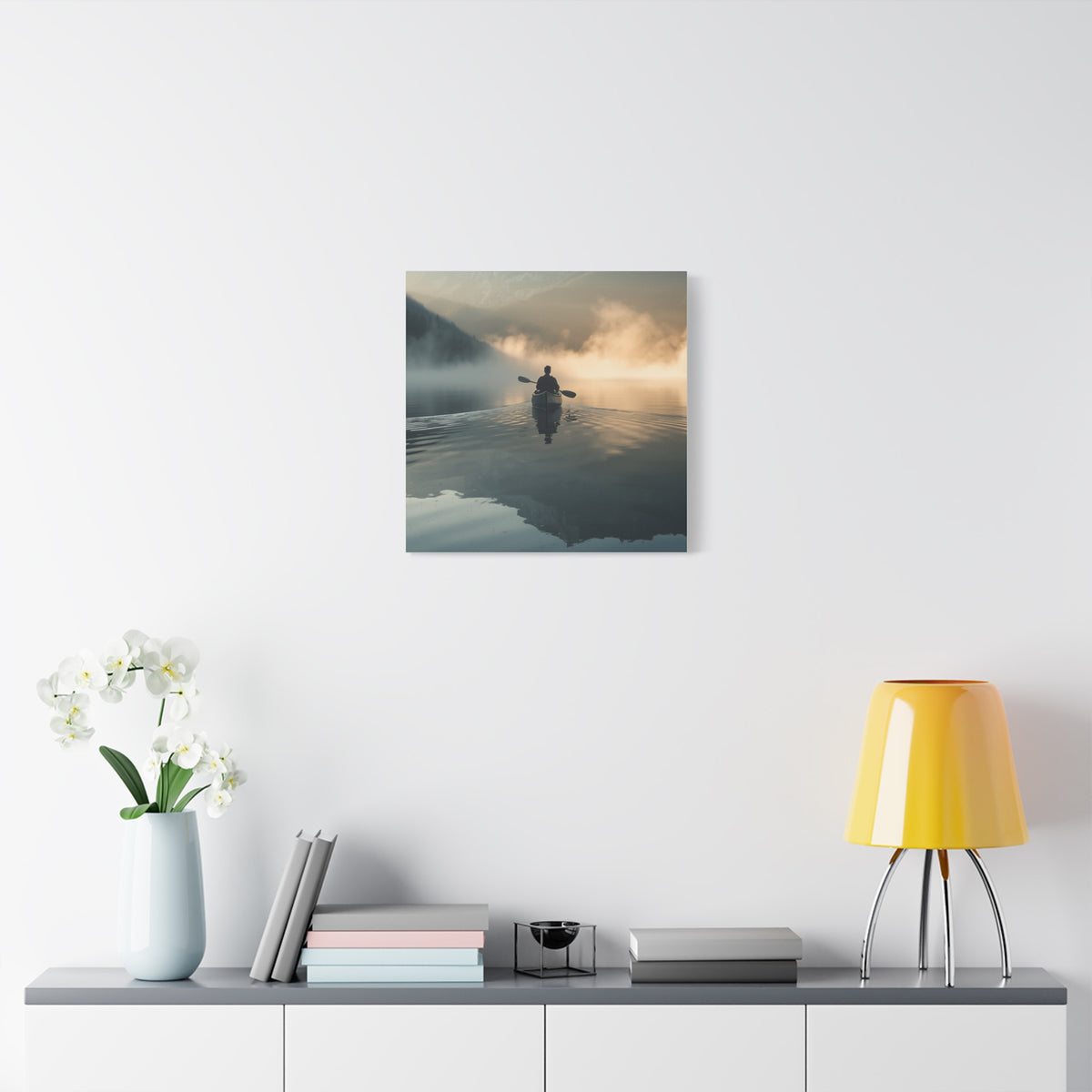 Lake Life Serene Canoe at Dawn Matte Canvas Wall Art