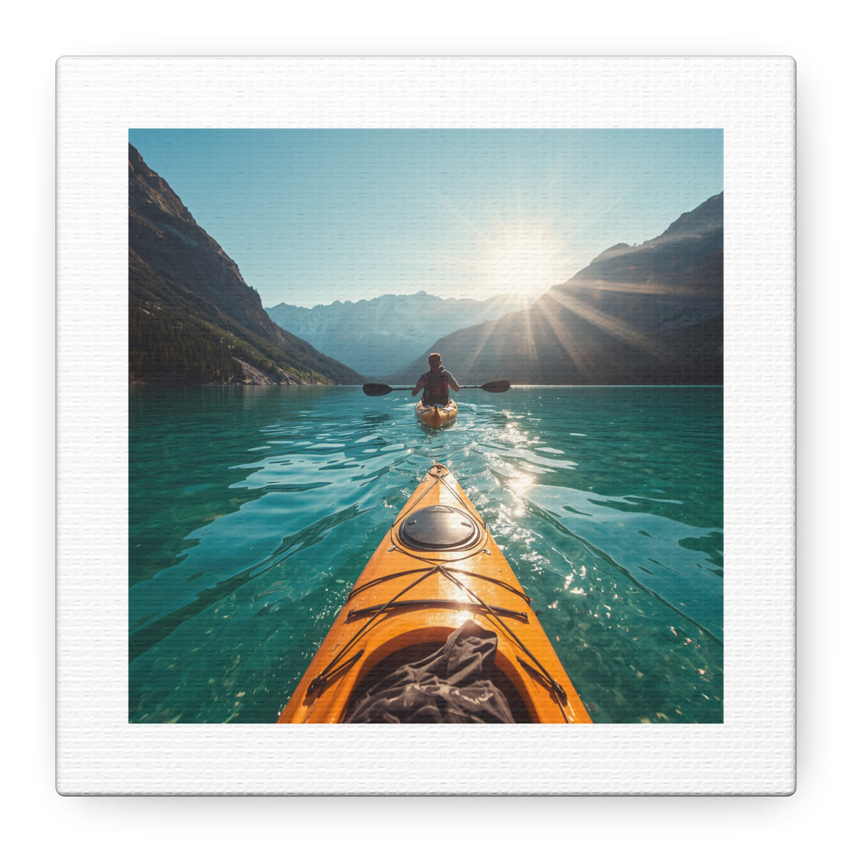 Lake Life Kayak Sunrise Canvas Print — Stretched Matte Wall Art