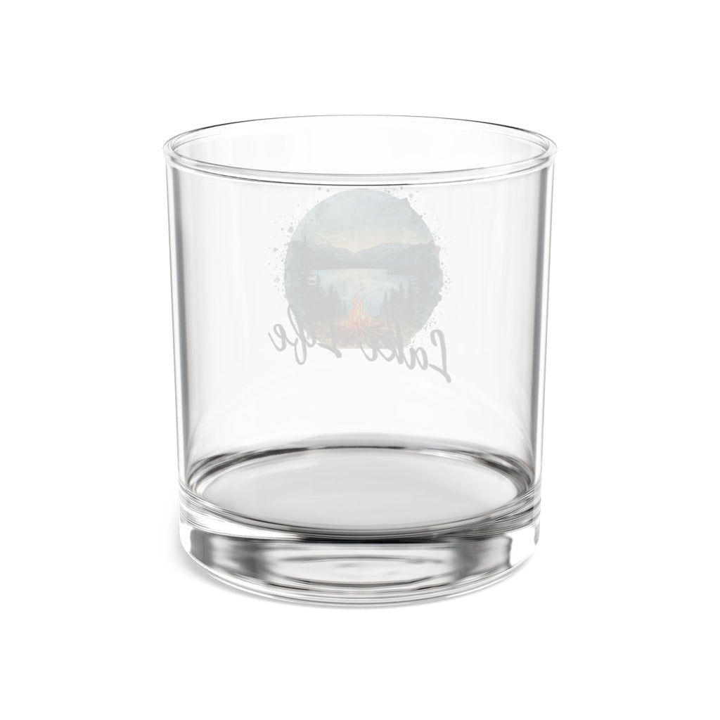 Lake Life Campfire Rocks Glass — 10oz Whiskey Tumbler with Lakeside Mountain Design