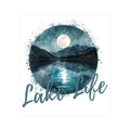 Lake Life Vinyl Sticker — Moonlit Mountain Lake Kiss-Cut Decal