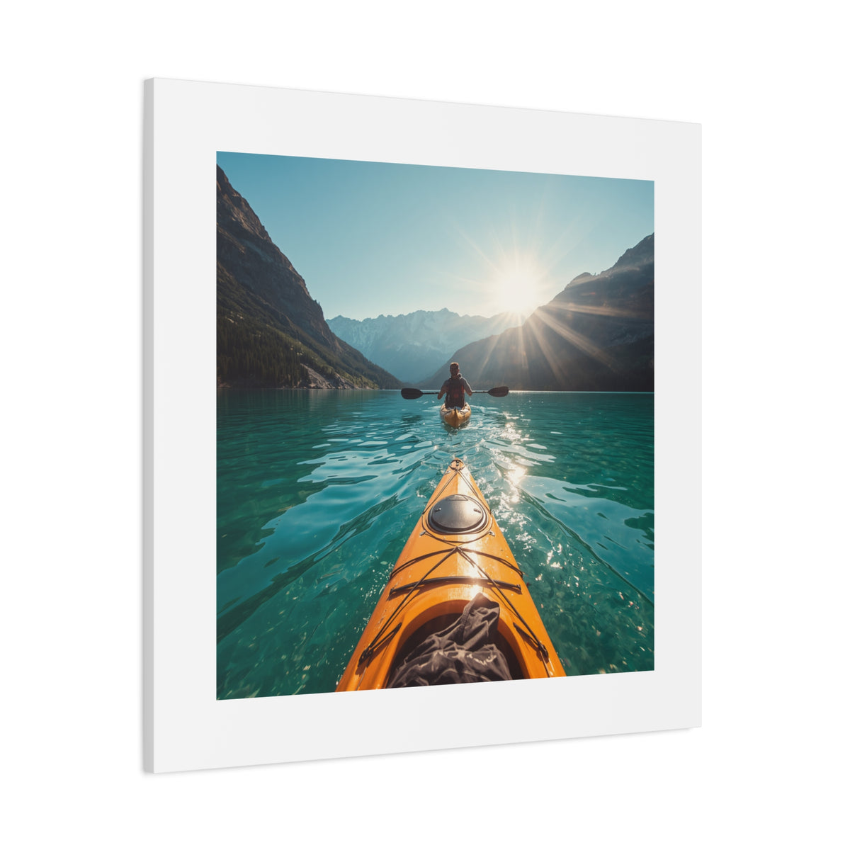 Lake Life Kayak Sunrise Canvas Print — Stretched Matte Wall Art