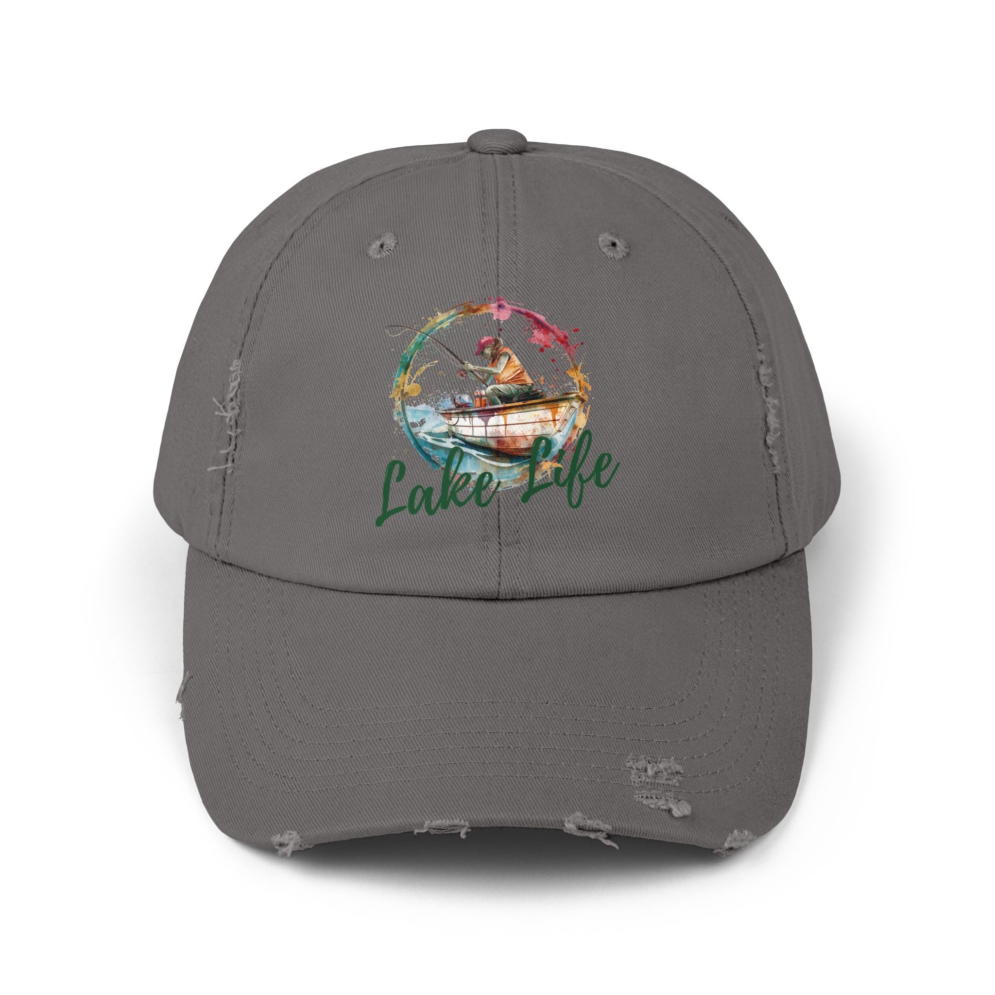 Lake Life Distressed Cap — Vintage Female Fishing Hat