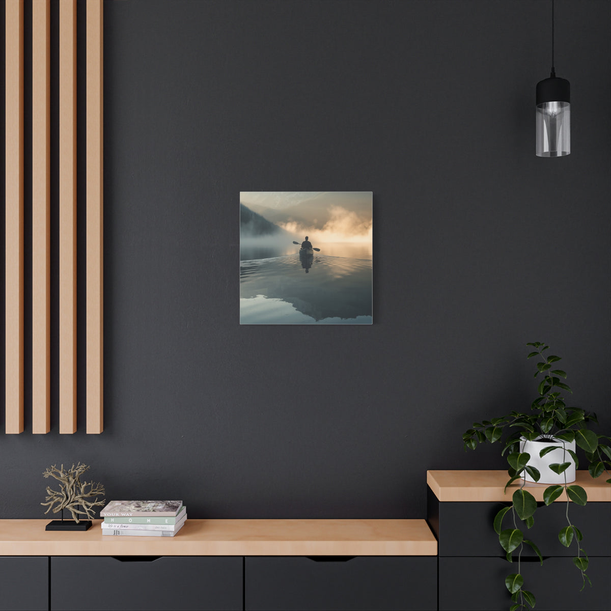 Lake Life Serene Canoe at Dawn Matte Canvas Wall Art