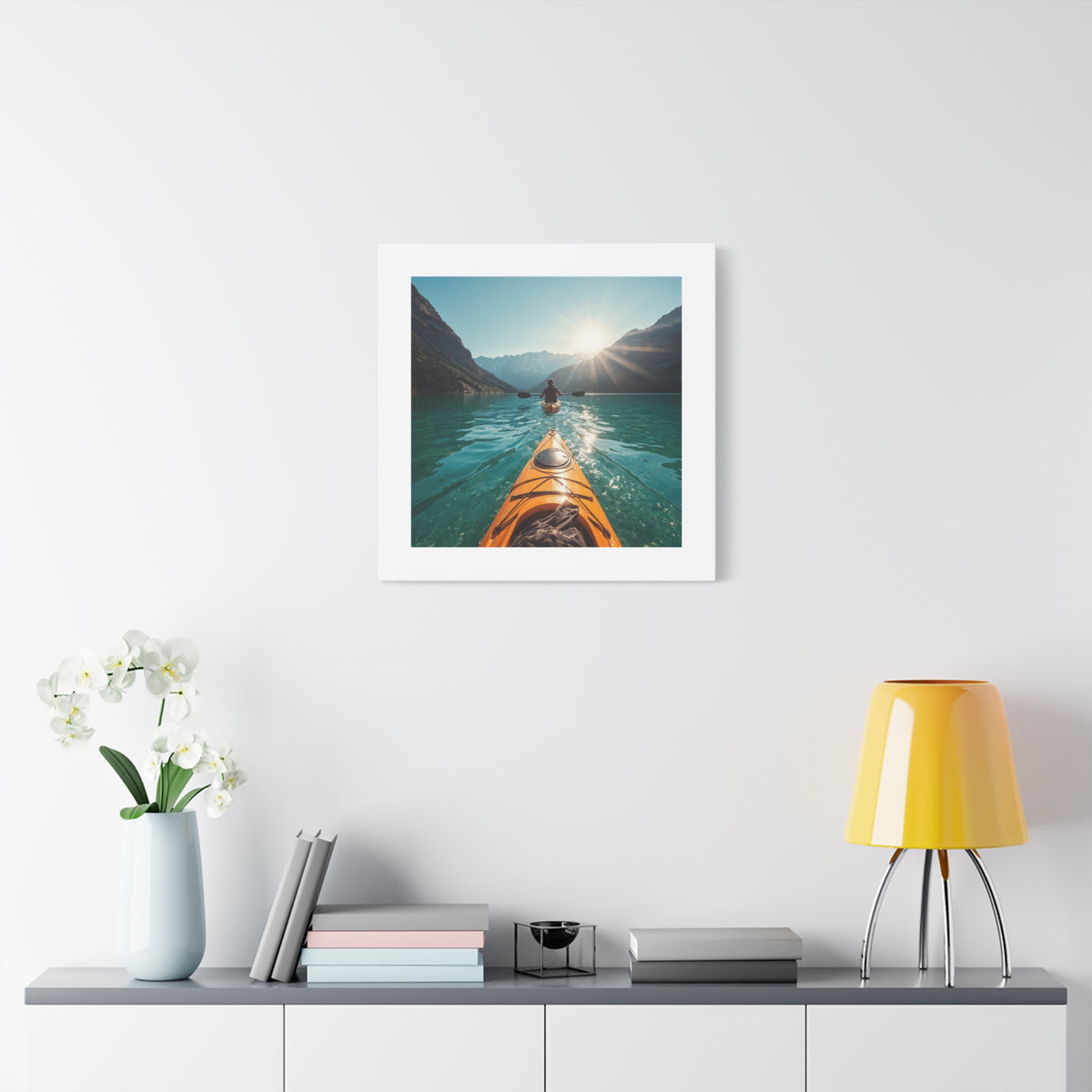 Lake Life Kayak Sunrise Canvas Print — Stretched Matte Wall Art
