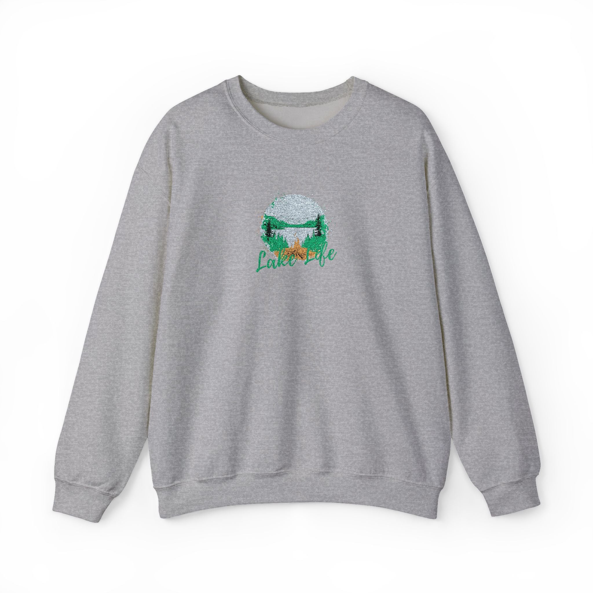Lake Life Embroidered Camping Circular Design Crewneck Sweatshirt