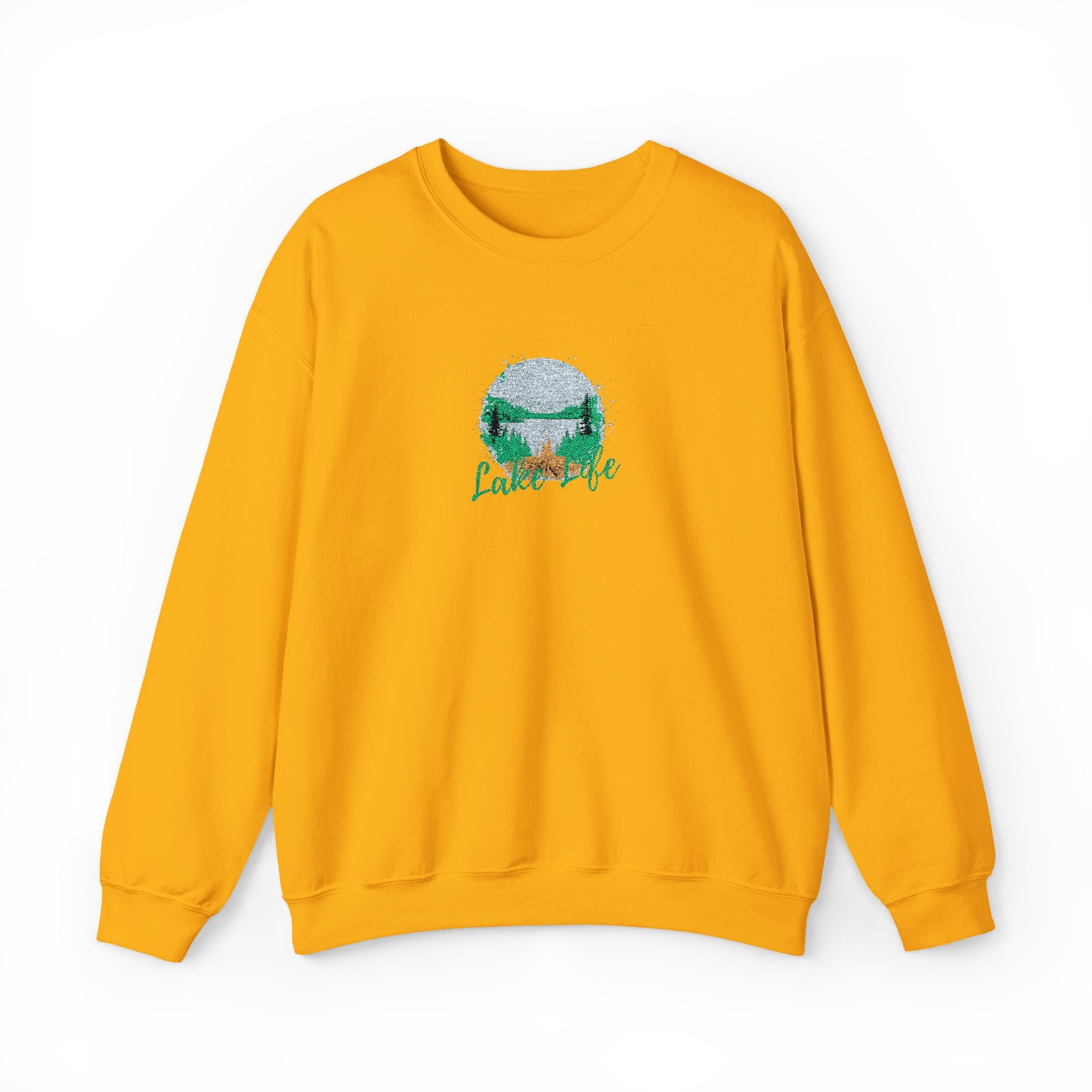 Lake Life Embroidered Camping Circular Design Crewneck Sweatshirt