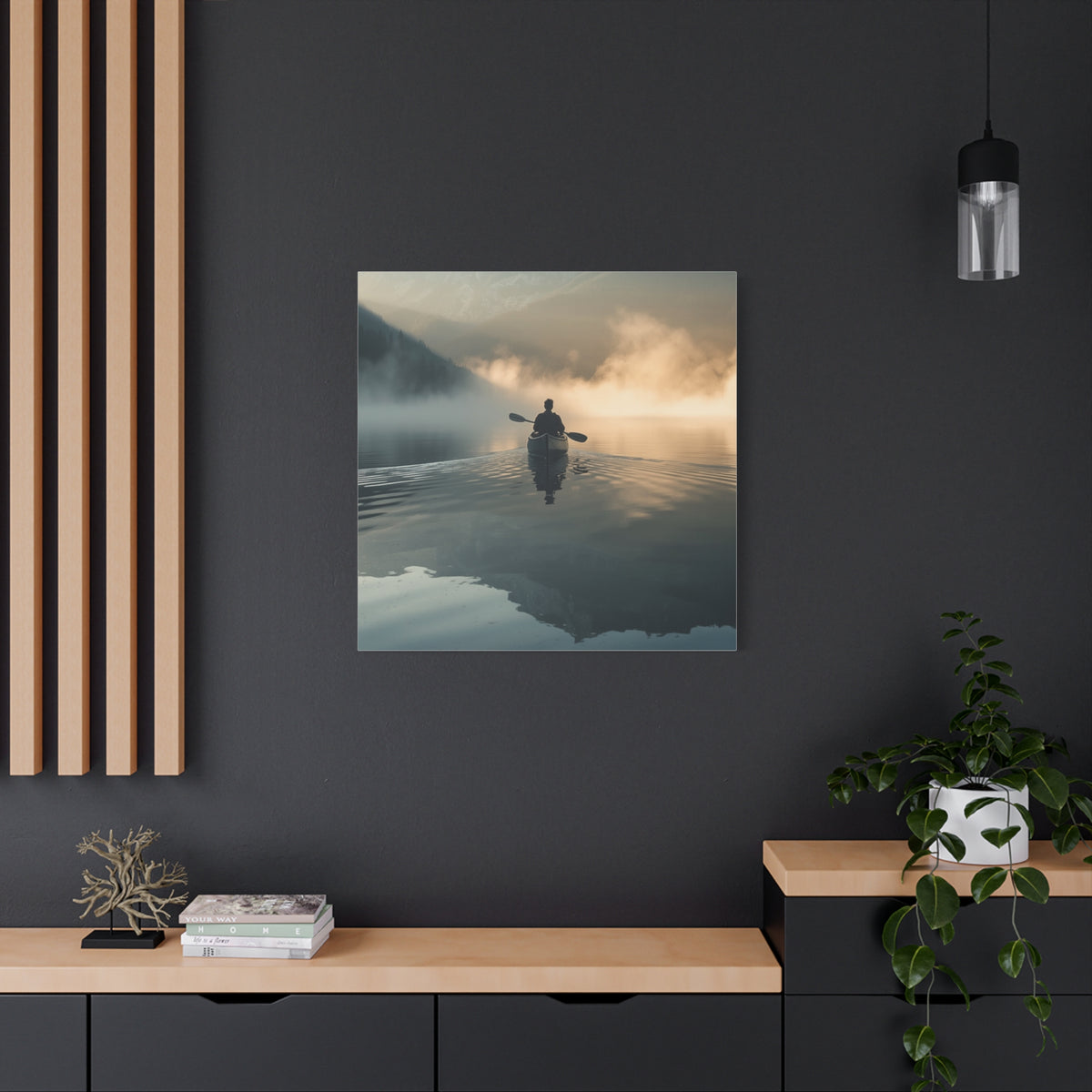 Lake Life Serene Canoe at Dawn Matte Canvas Wall Art