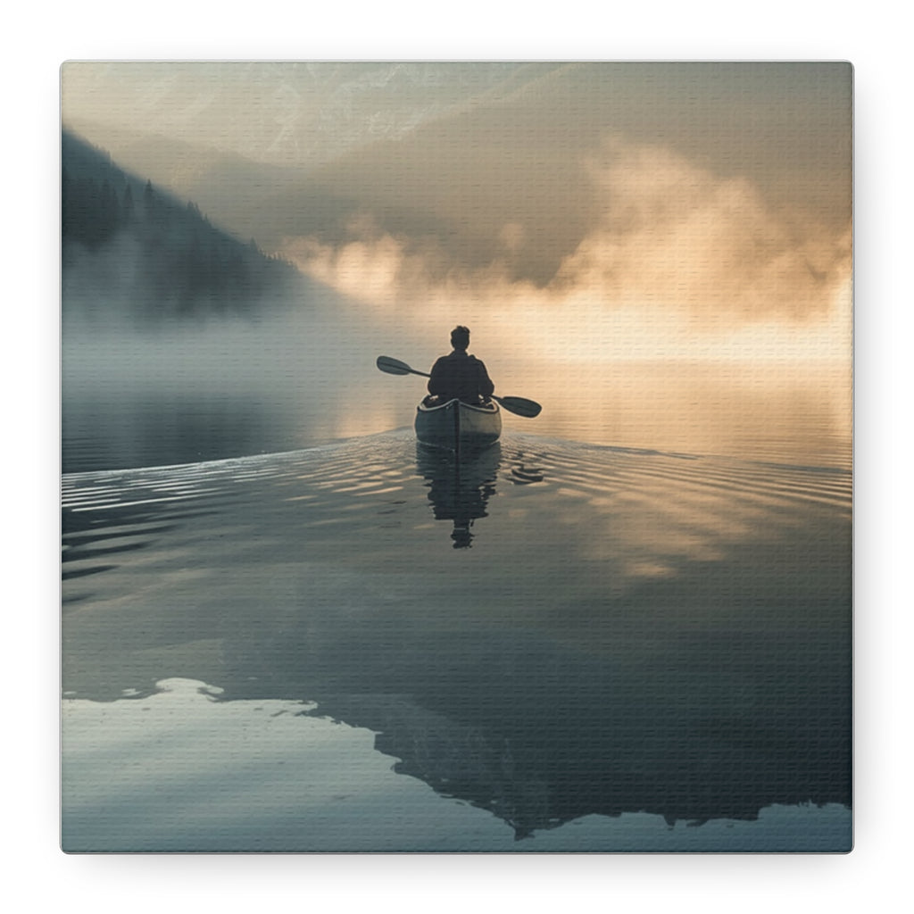 Lake Life Serene Canoe at Dawn Matte Canvas Wall Art