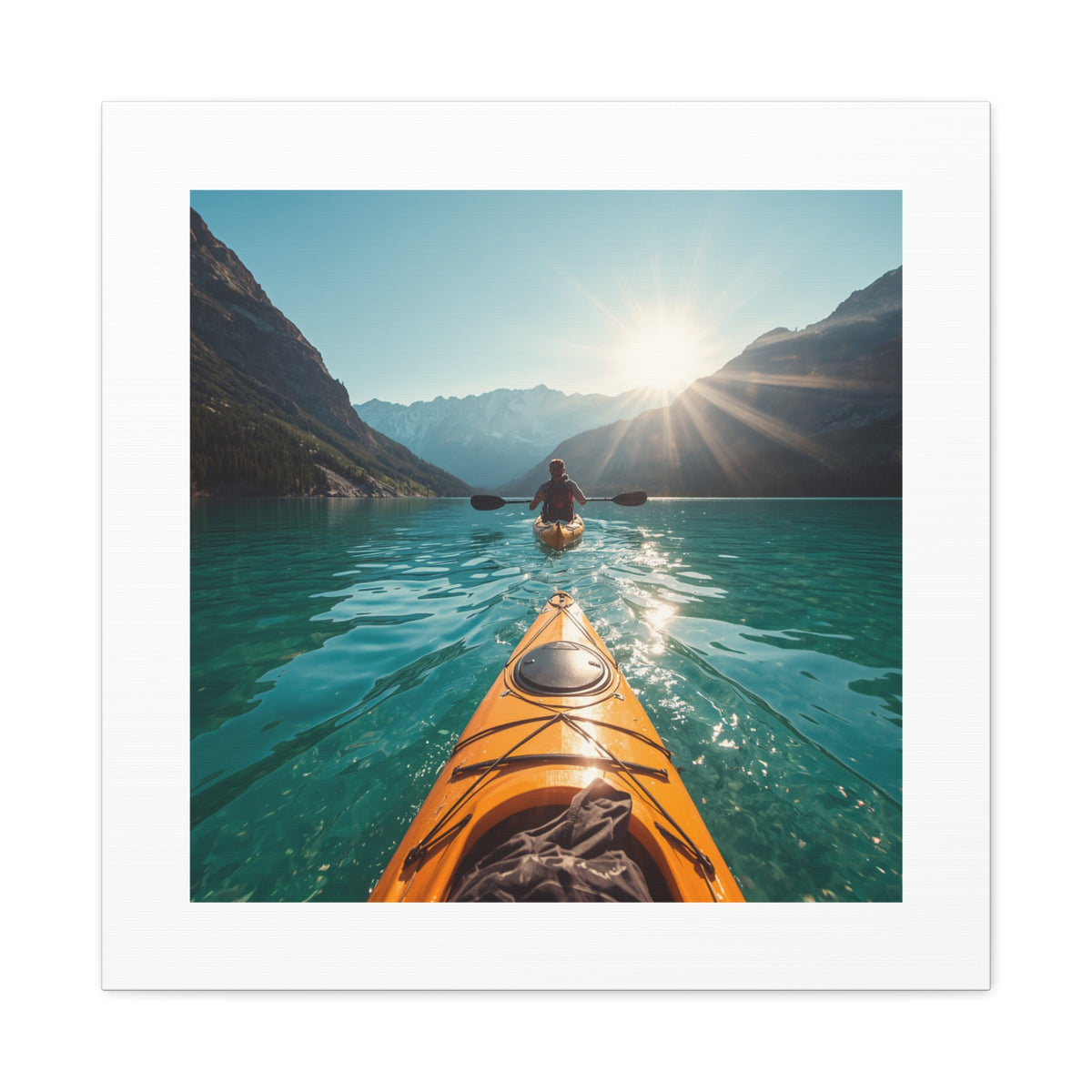 Lake Life Kayak Sunrise Canvas Print — Stretched Matte Wall Art