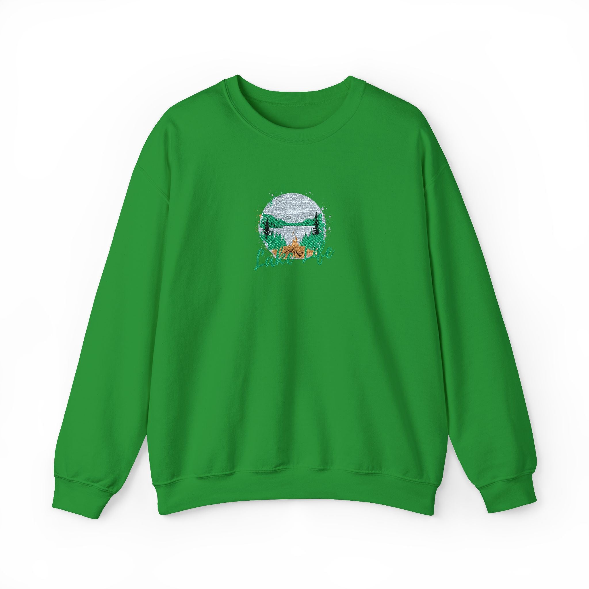 Lake Life Embroidered Camping Circular Design Crewneck Sweatshirt