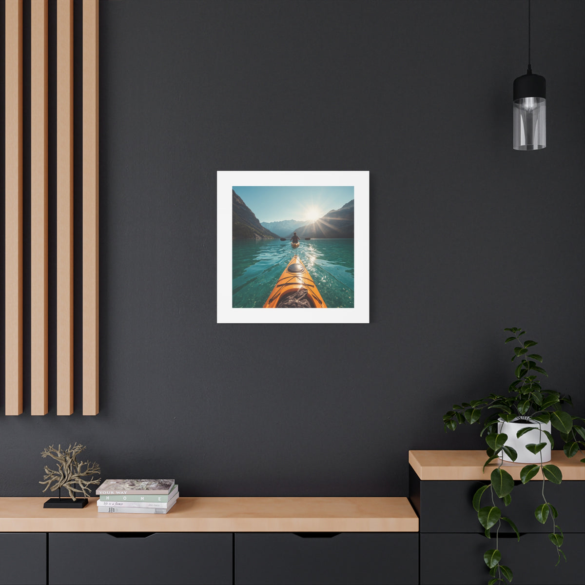 Lake Life Kayak Sunrise Canvas Print — Stretched Matte Wall Art