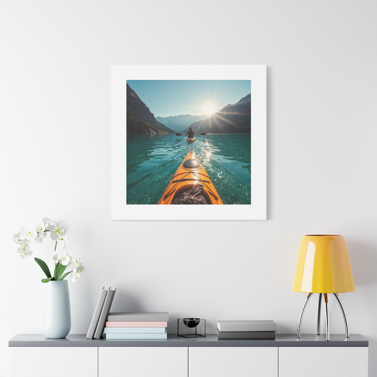 Lake Life Kayak Sunrise Canvas Print — Stretched Matte Wall Art