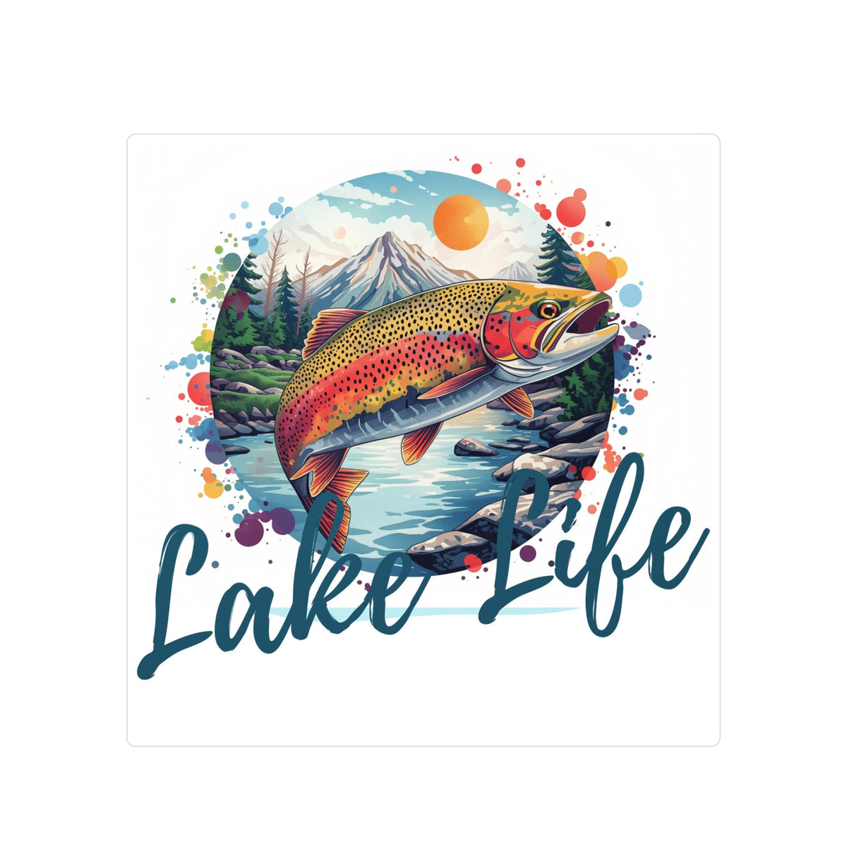 Lake Life Trout Sticker — Vinyl Kiss-Cut Fishing Decal