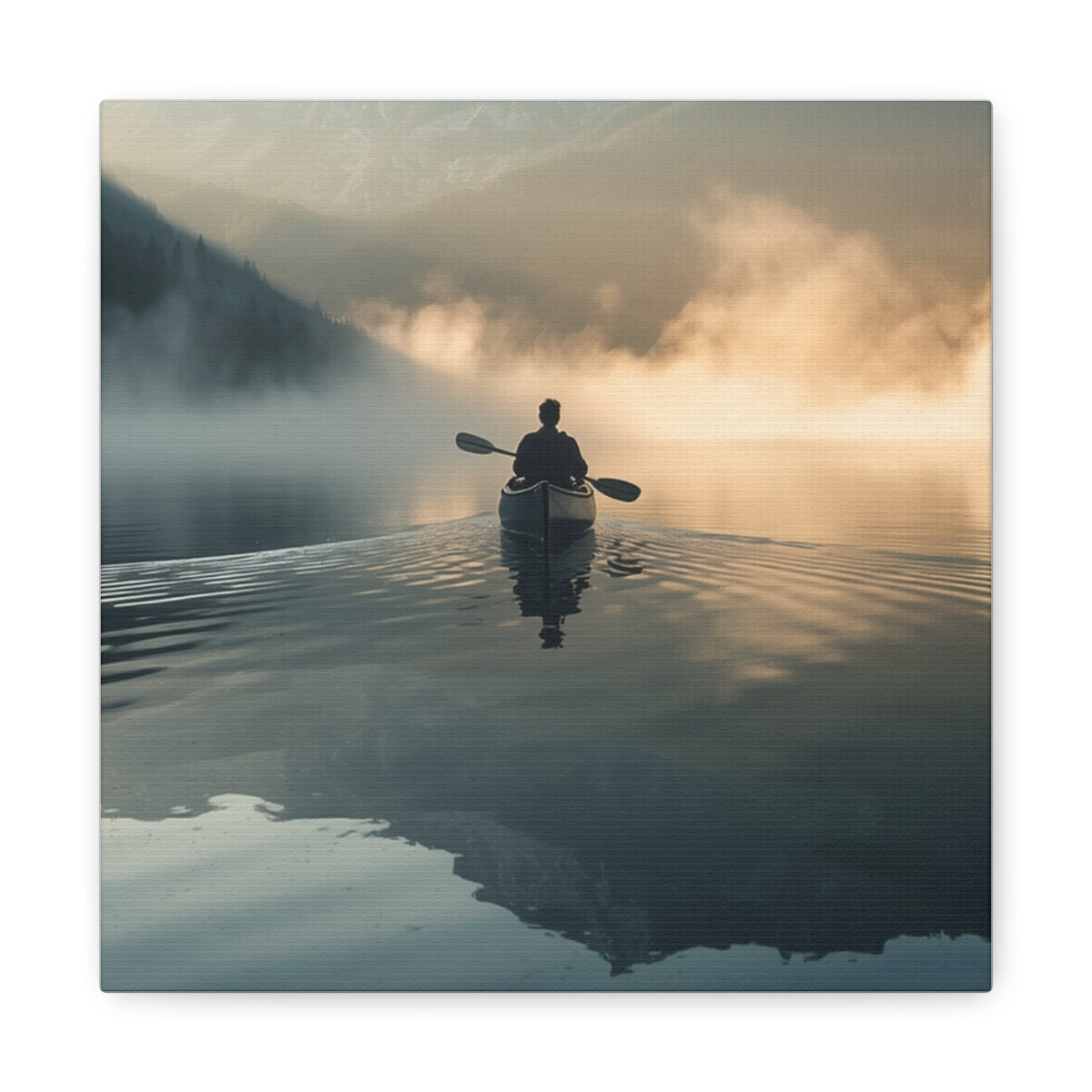 Lake Life Serene Canoe at Dawn Matte Canvas Wall Art