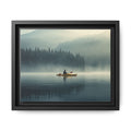 Lake Life Framed Matte Canvas: Misty Lake Kayaker Wall Art