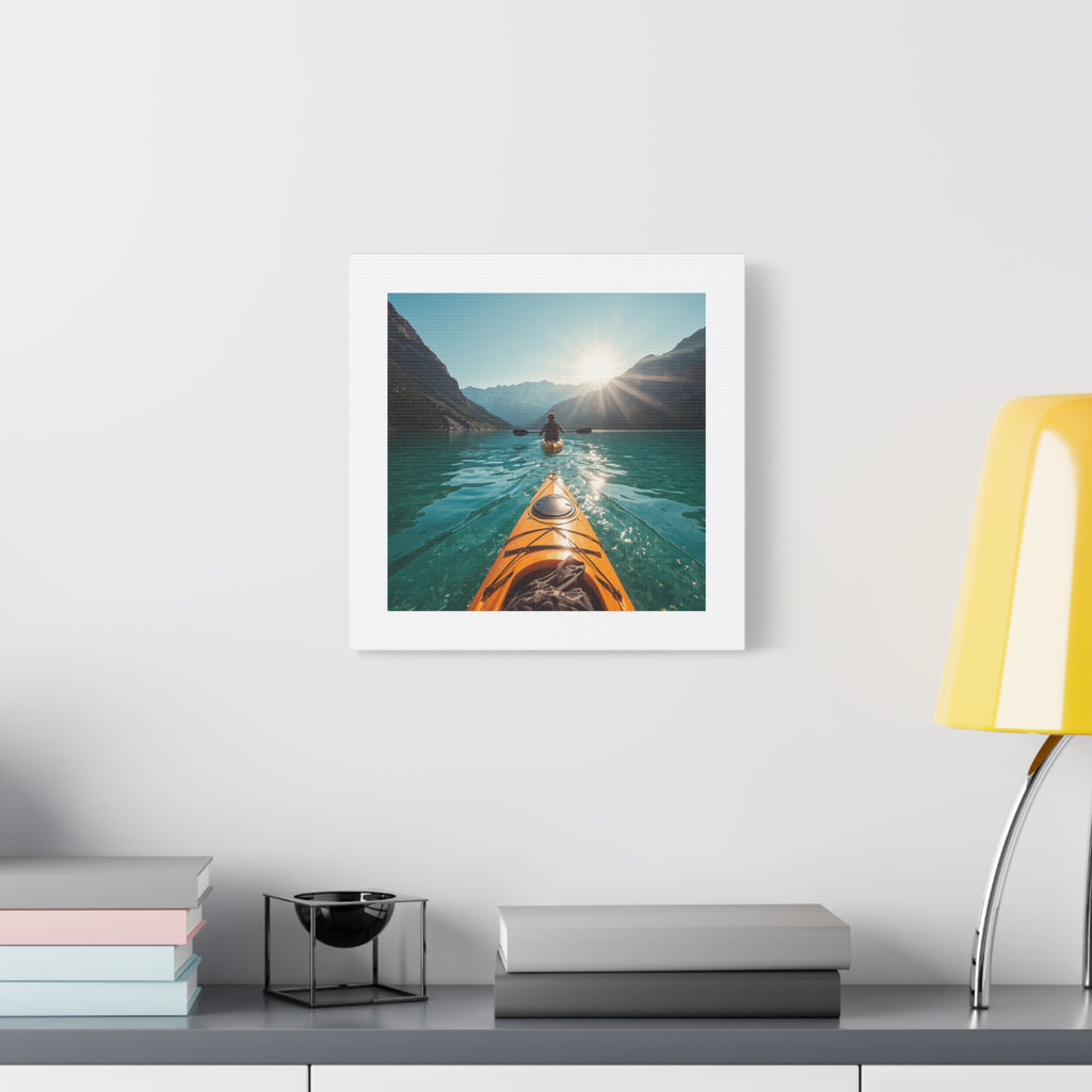 Lake Life Kayak Sunrise Canvas Print — Stretched Matte Wall Art