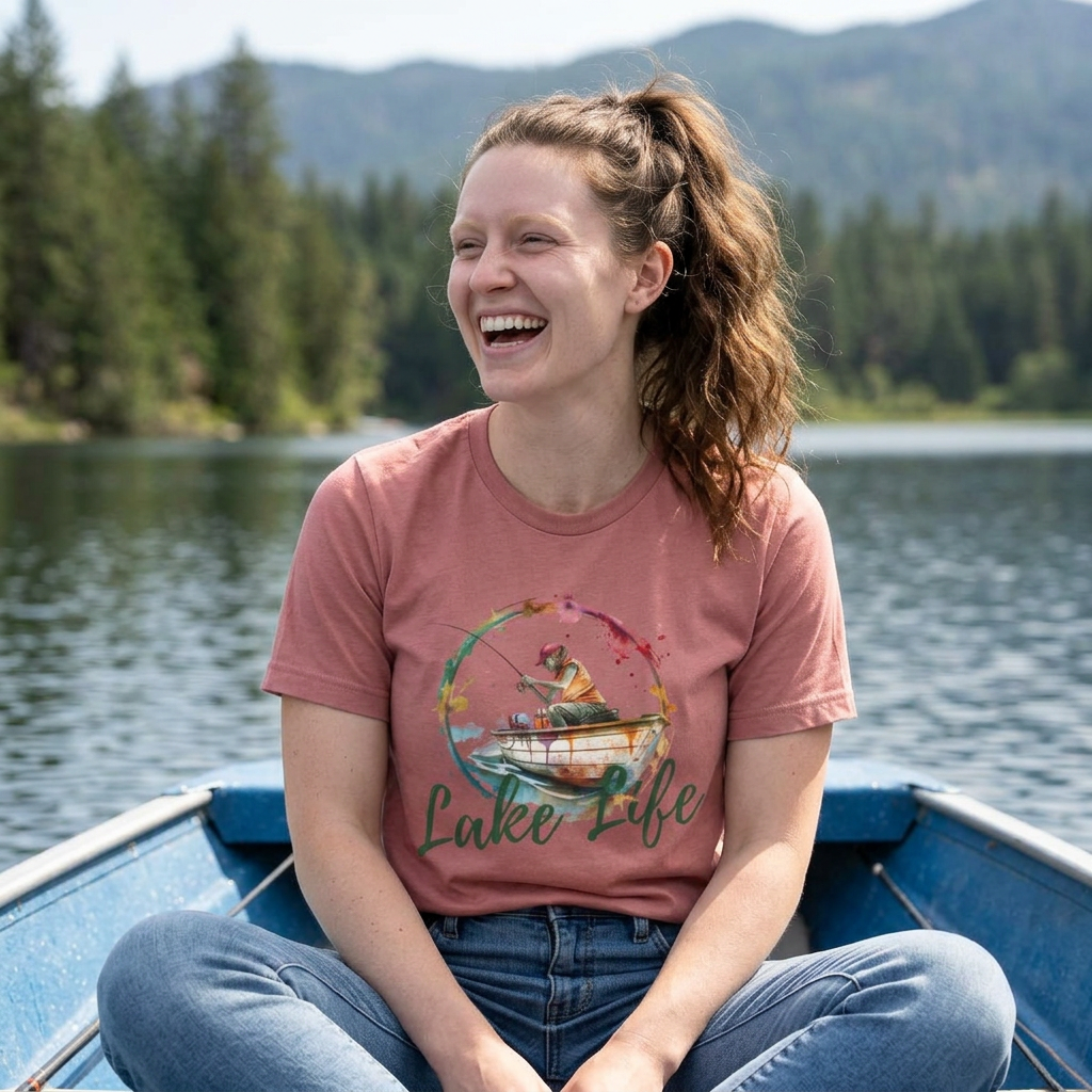 Lake Life Fishing T-Shirt — Watercolor Fishing Champion Graphic Tee