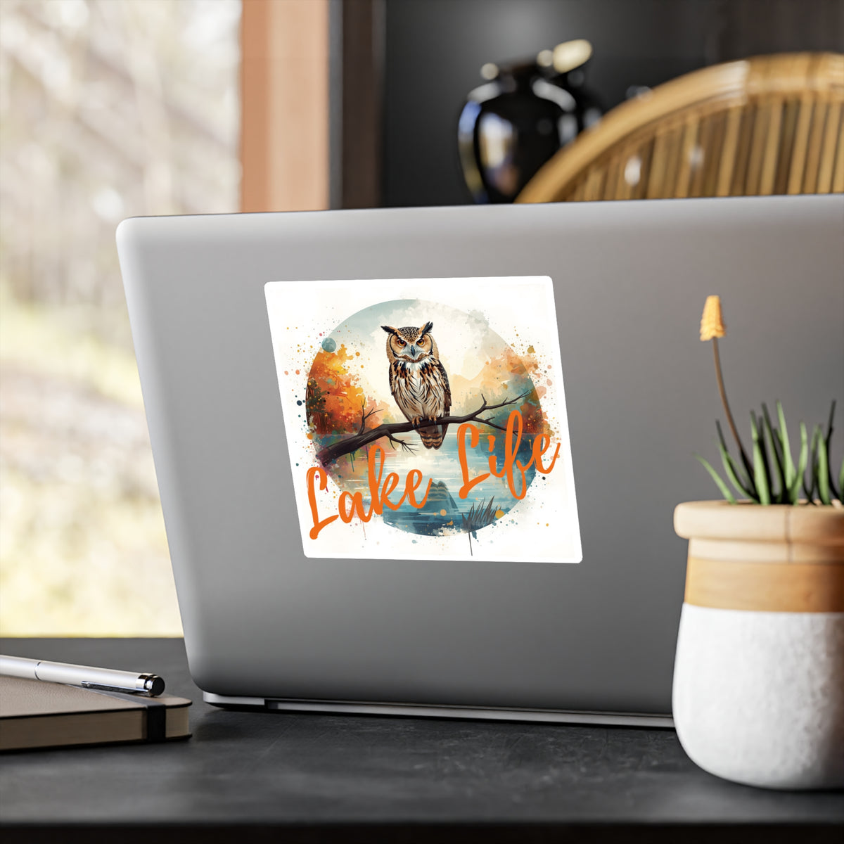 Lake Life Owl Vinyl Sticker — Waterproof Kiss-Cut Sticker for Laptops, Water Bottles & Gear
