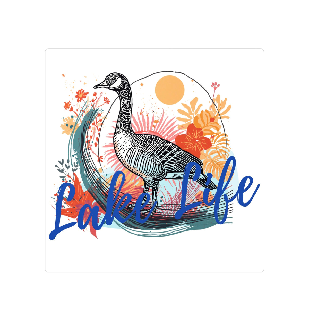 Lake Life Canadian Goose Vinyl Sticker — Goose Illustration Kiss-Cut Waterproof Decal