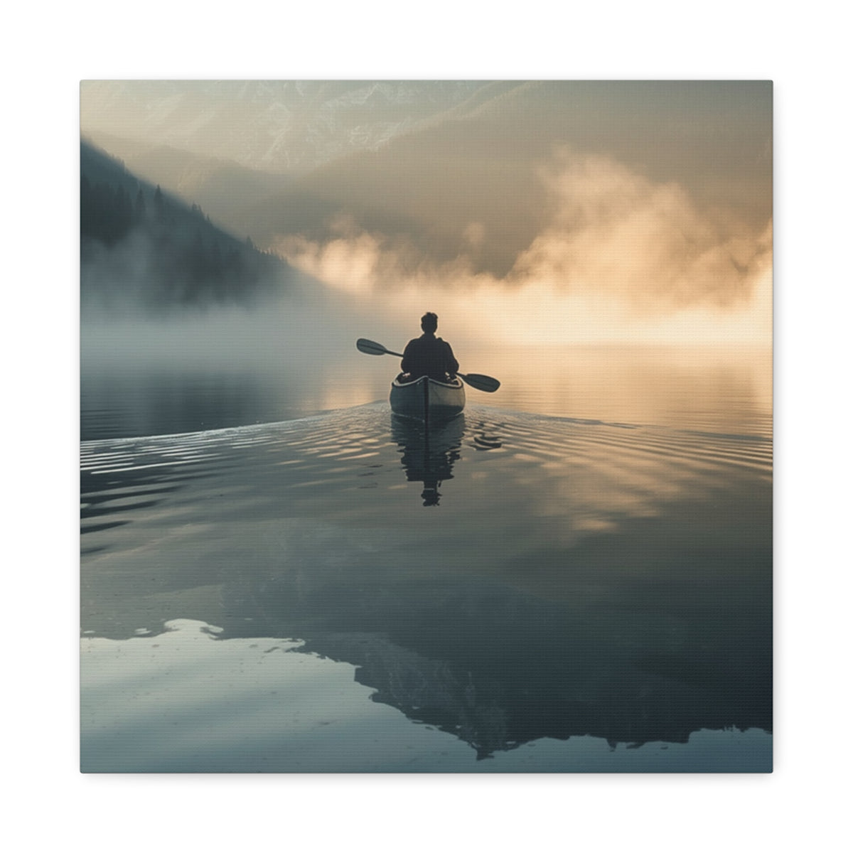 Lake Life Serene Canoe at Dawn Matte Canvas Wall Art