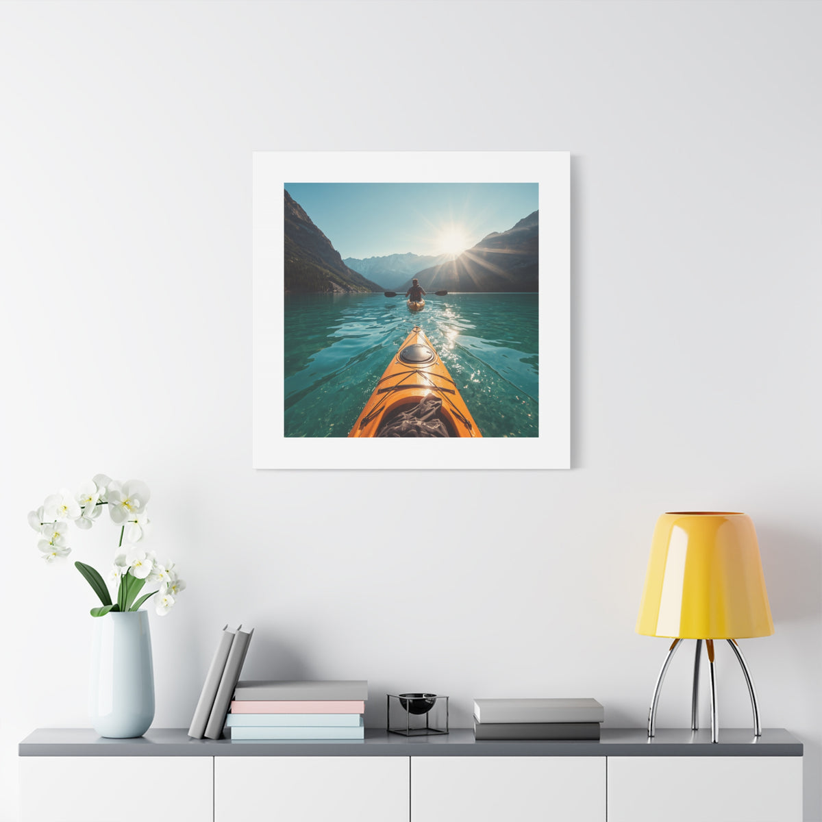 Lake Life Kayak Sunrise Canvas Print — Stretched Matte Wall Art