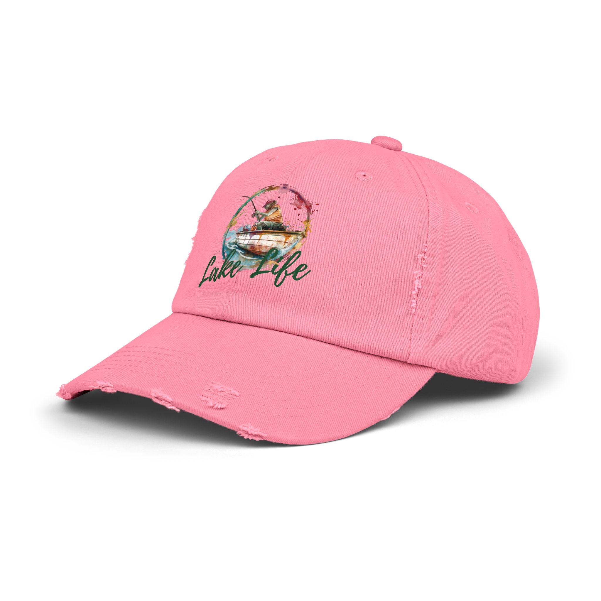 Lake Life Distressed Cap — Vintage Female Fishing Hat