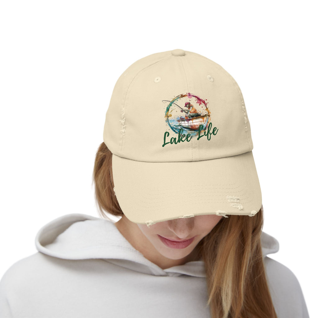 Lake Life Distressed Cap — Vintage Female Fishing Hat