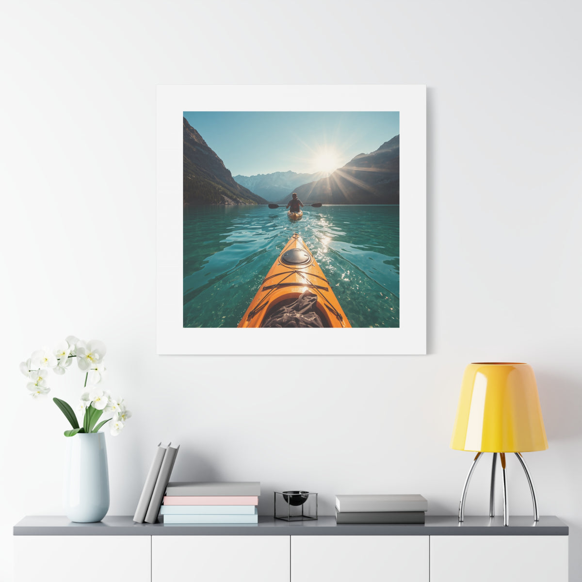 Lake Life Kayak Sunrise Canvas Print — Stretched Matte Wall Art