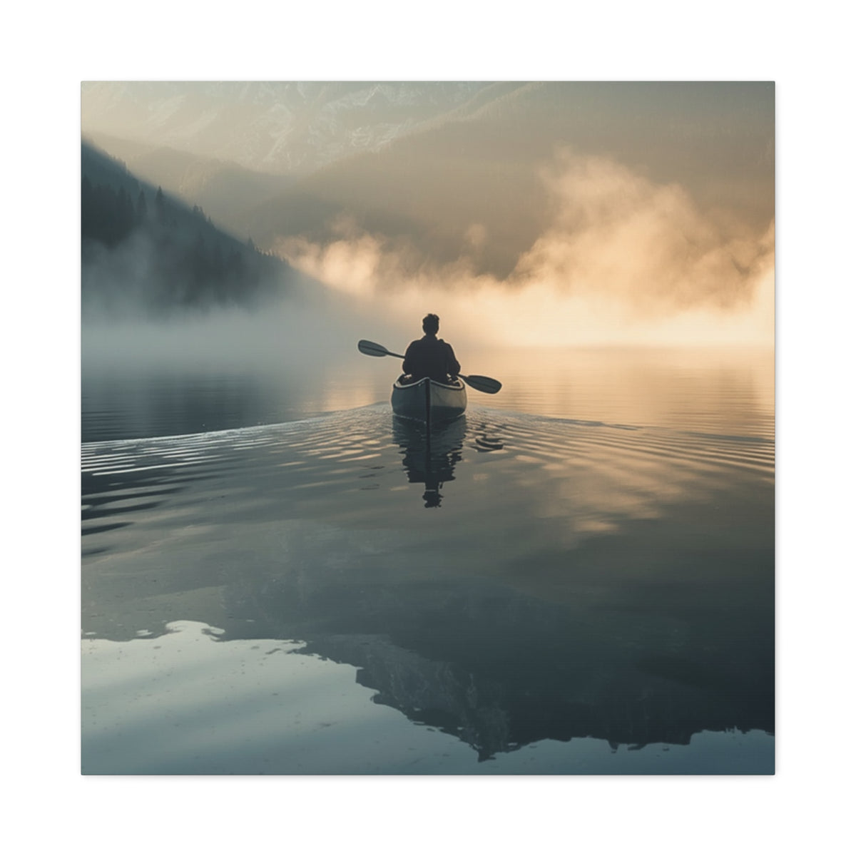 Lake Life Serene Canoe at Dawn Matte Canvas Wall Art