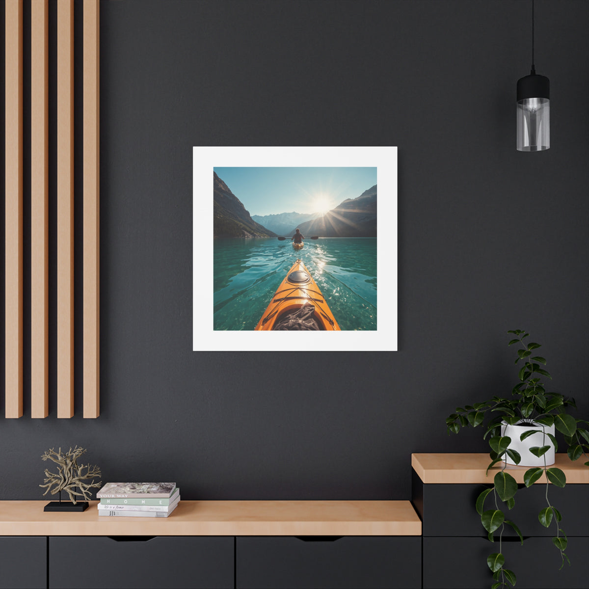 Lake Life Kayak Sunrise Canvas Print — Stretched Matte Wall Art