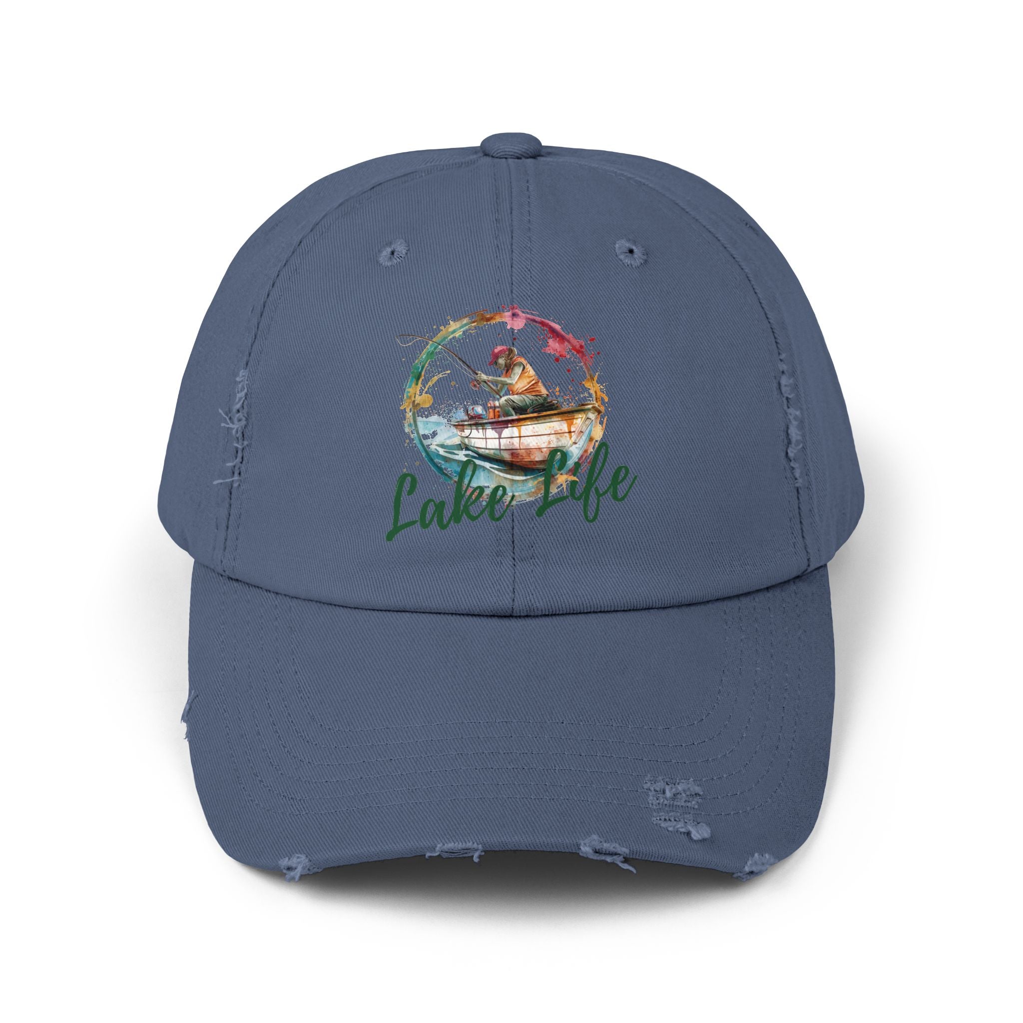 Lake Life Distressed Cap — Vintage Female Fishing Hat