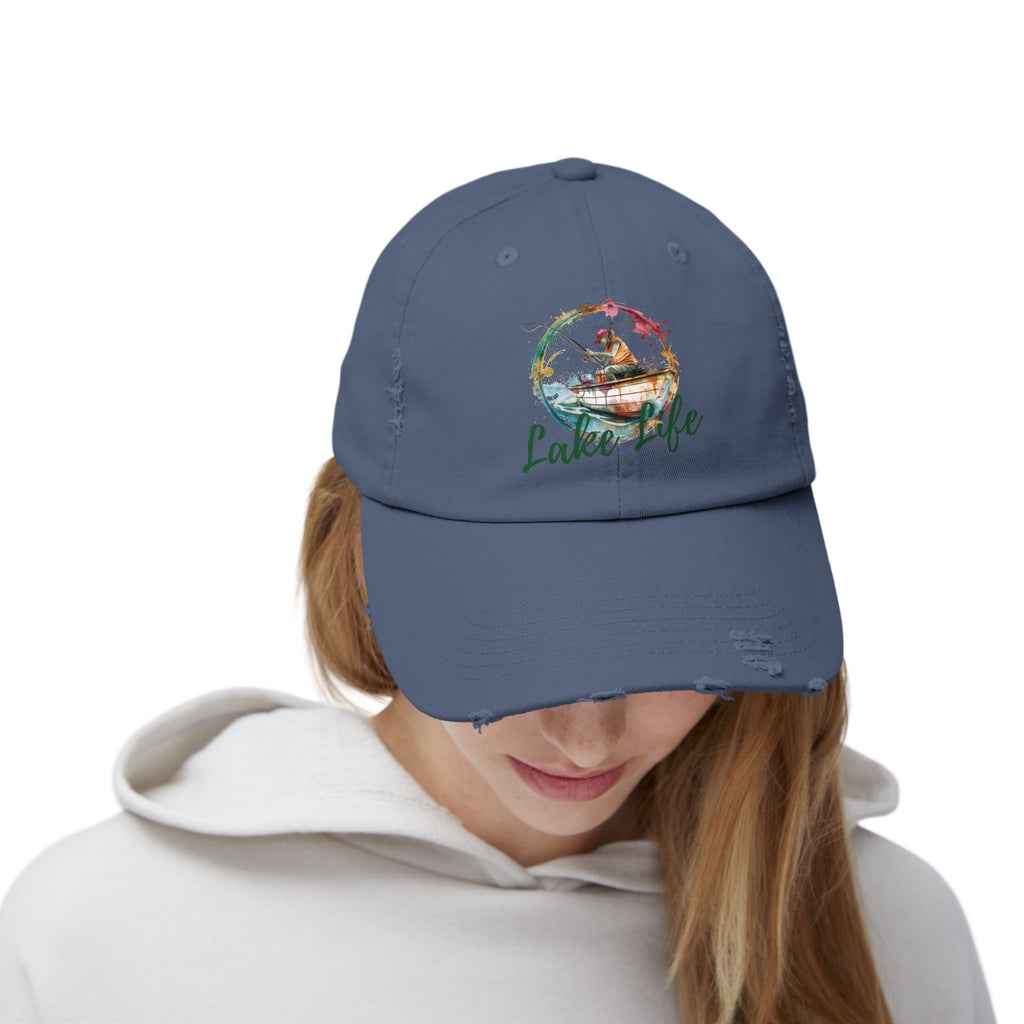 Lake Life Distressed Cap — Vintage Female Fishing Hat
