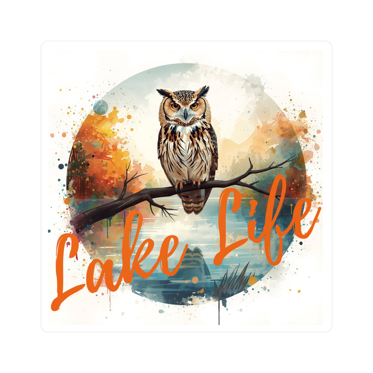 Lake Life Owl Vinyl Sticker — Waterproof Kiss-Cut Sticker for Laptops, Water Bottles & Gear