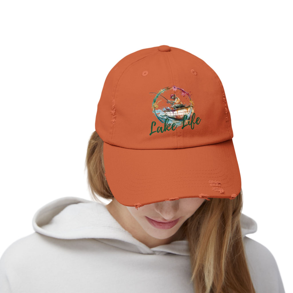 Lake Life Distressed Cap — Vintage Female Fishing Hat
