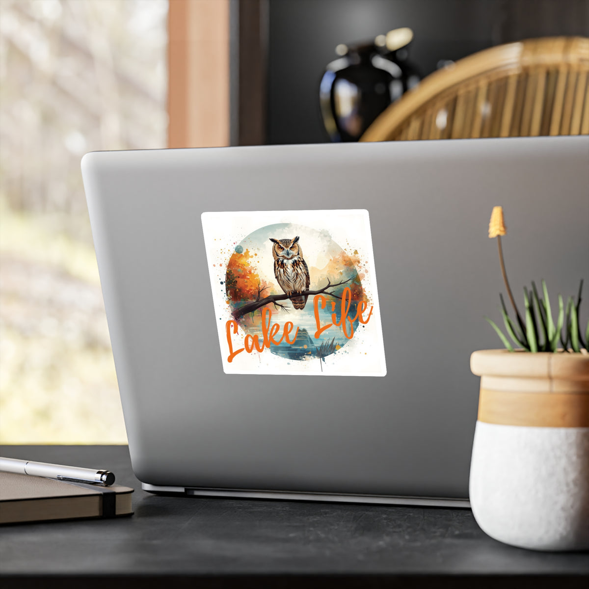 Lake Life Owl Vinyl Sticker — Waterproof Kiss-Cut Sticker for Laptops, Water Bottles & Gear