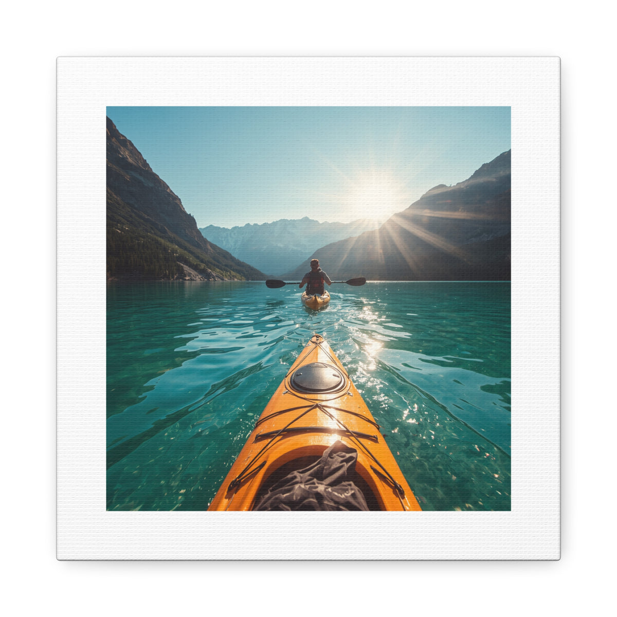 Lake Life Kayak Sunrise Canvas Print — Stretched Matte Wall Art