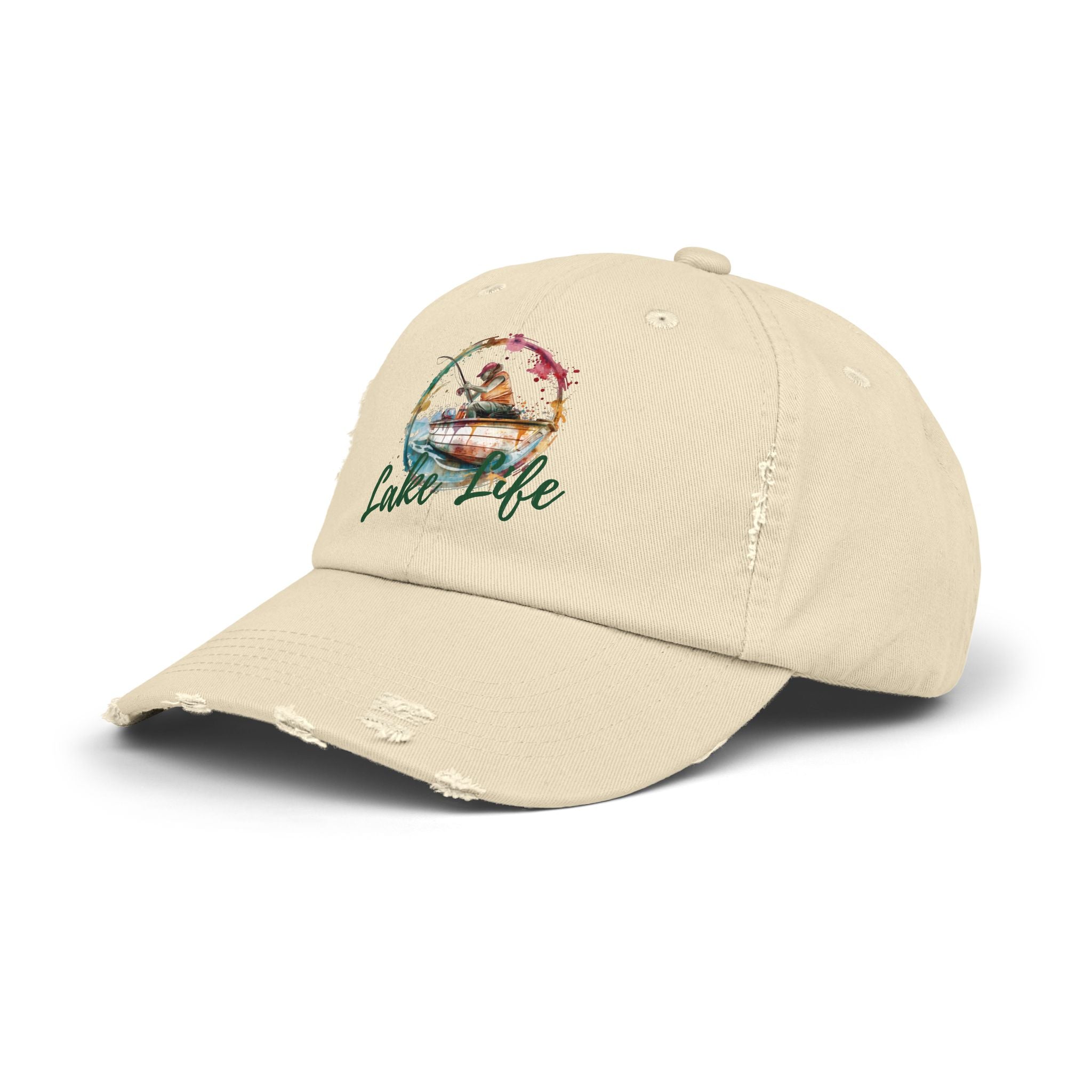 Lake Life Distressed Cap — Vintage Female Fishing Hat