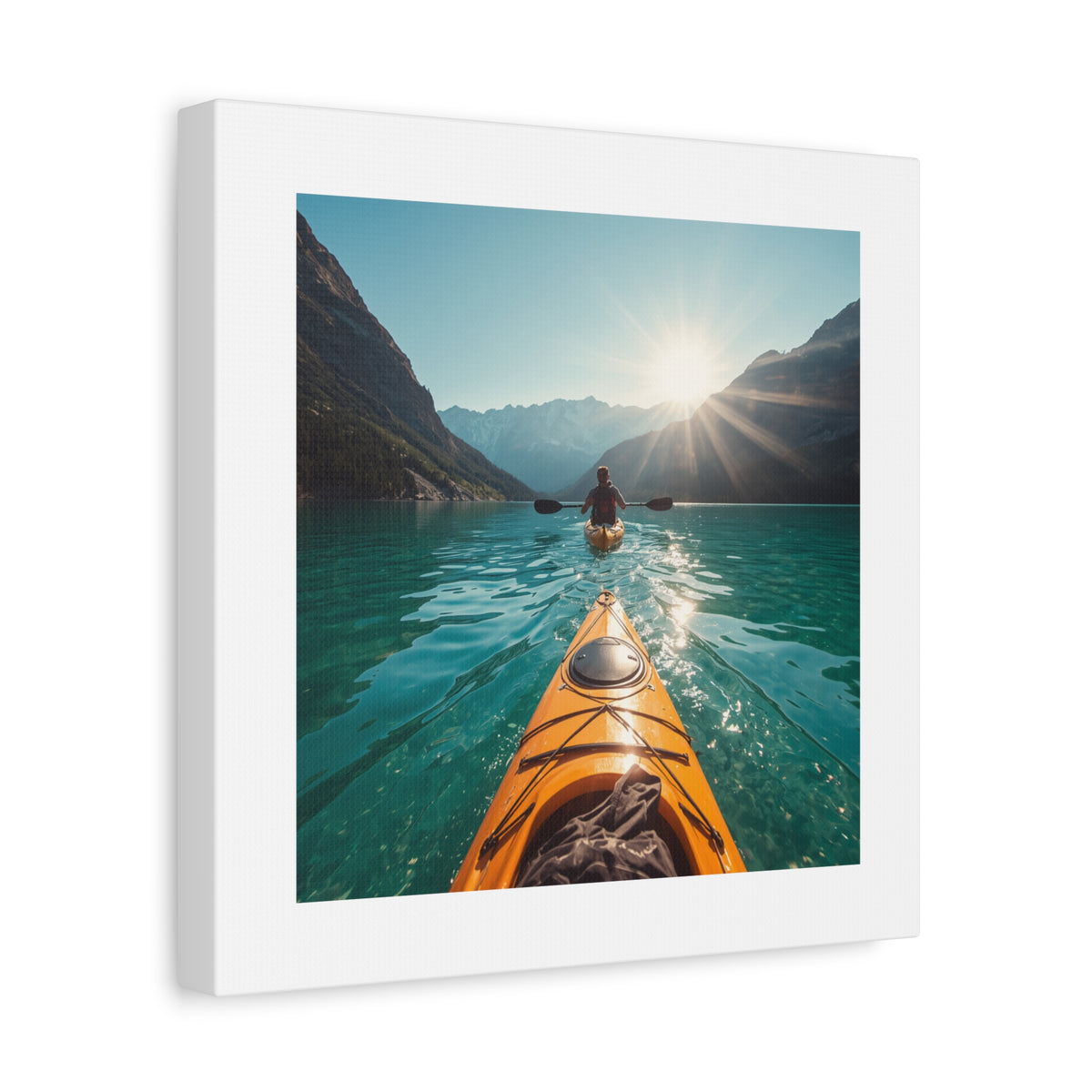 Lake Life Kayak Sunrise Canvas Print — Stretched Matte Wall Art