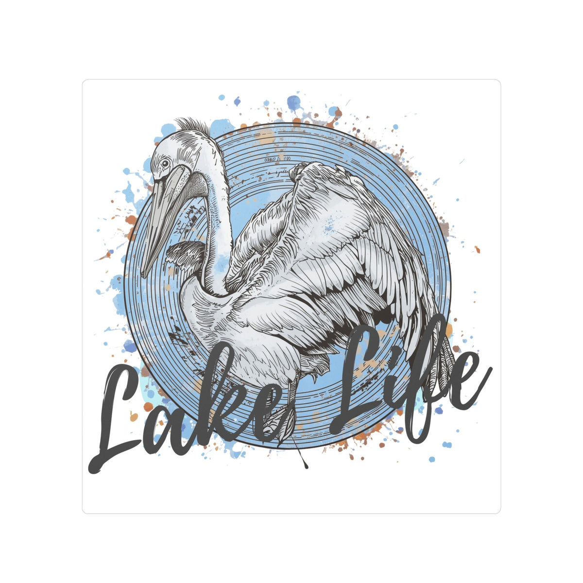 Lake Life White Pelican Vinyl Sticker — Cut Vinyl Waterproof Sticker
