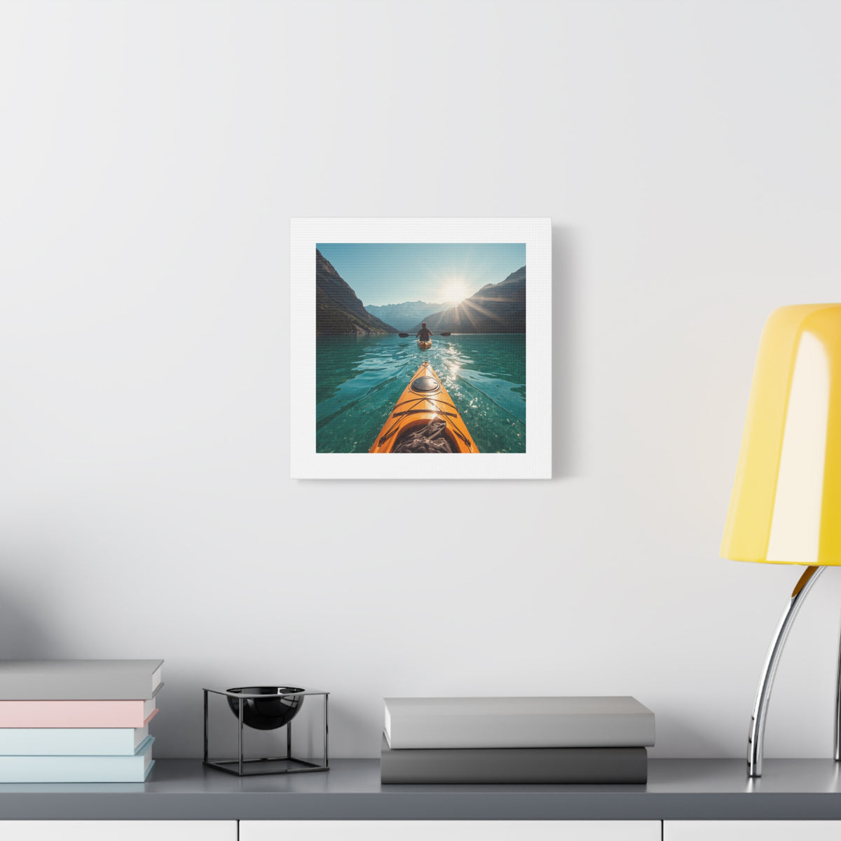 Lake Life Kayak Sunrise Canvas Print — Stretched Matte Wall Art