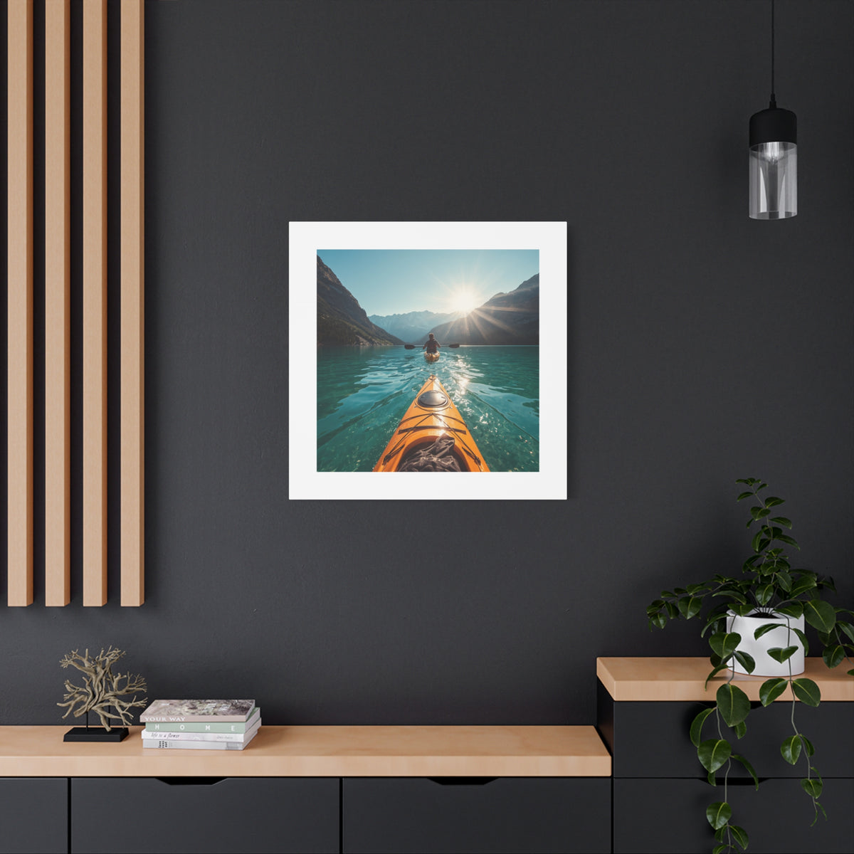 Lake Life Kayak Sunrise Canvas Print — Stretched Matte Wall Art