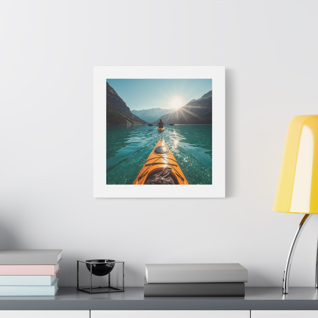 Lake Life Kayak Sunrise Canvas Print — Stretched Matte Wall Art