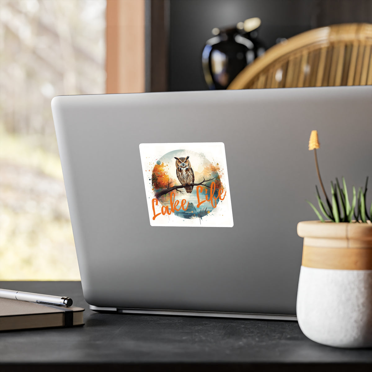 Lake Life Owl Vinyl Sticker — Waterproof Kiss-Cut Sticker for Laptops, Water Bottles & Gear