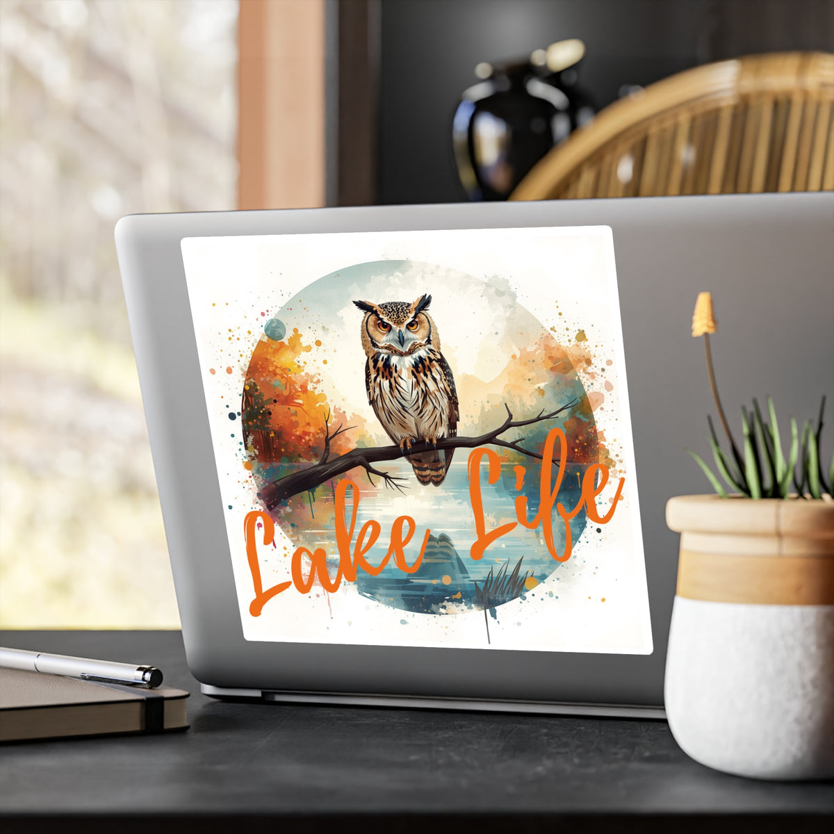 Lake Life Owl Vinyl Sticker — Waterproof Kiss-Cut Sticker for Laptops, Water Bottles & Gear