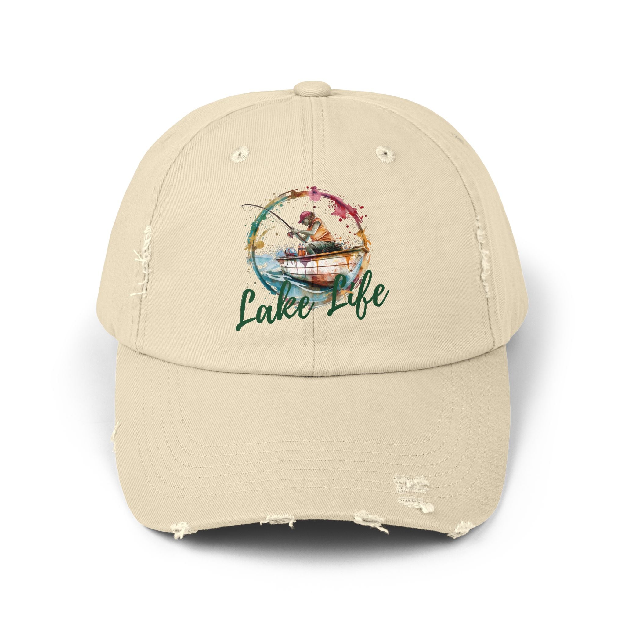 Lake Life Distressed Cap — Vintage Female Fishing Hat