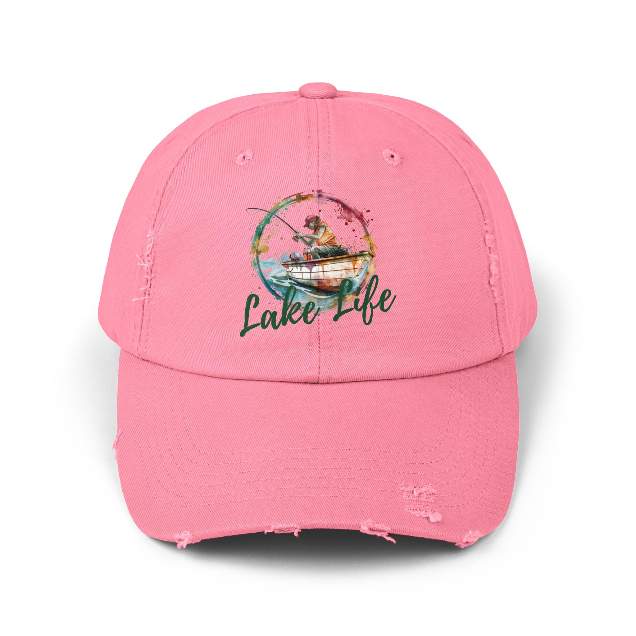 Lake Life Distressed Cap — Vintage Female Fishing Hat